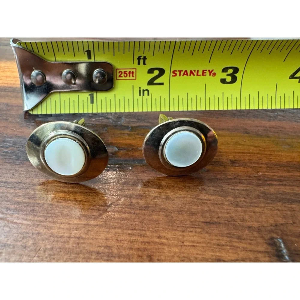 Oval Cufflinks with Mother of Pearl Inlay‎ & Gold Tone Accents Men